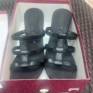 Women’s NWT Size 9 Black Slide on Wedge bravo Sandals Made in Italy